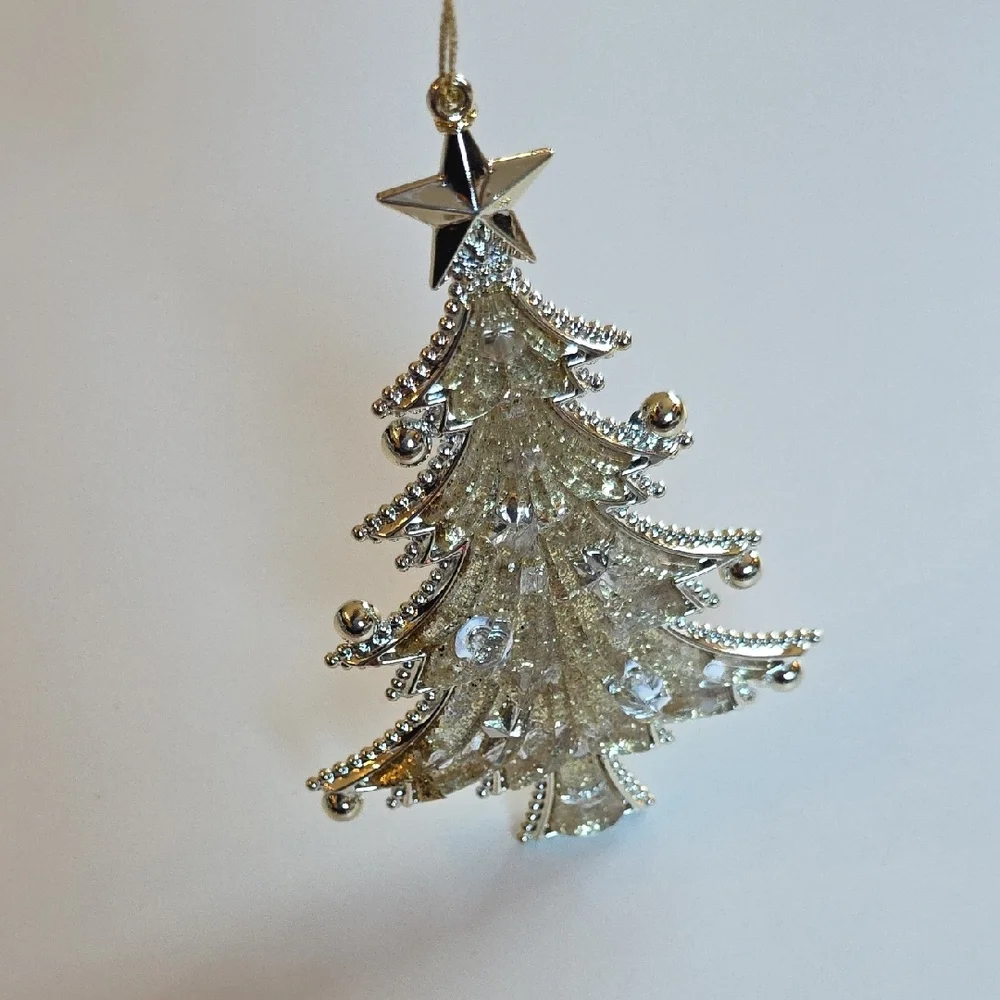 Gold Christmas Ornaments Set - Trees, Candy Canes, Wreath, Snowflake